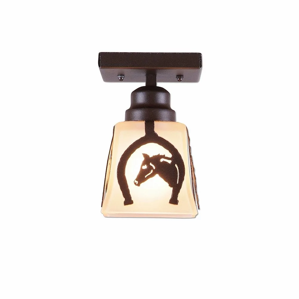 Woodland-Horse Horseshoe One Light Semi Flush Mount in Dark Bronze Metallic