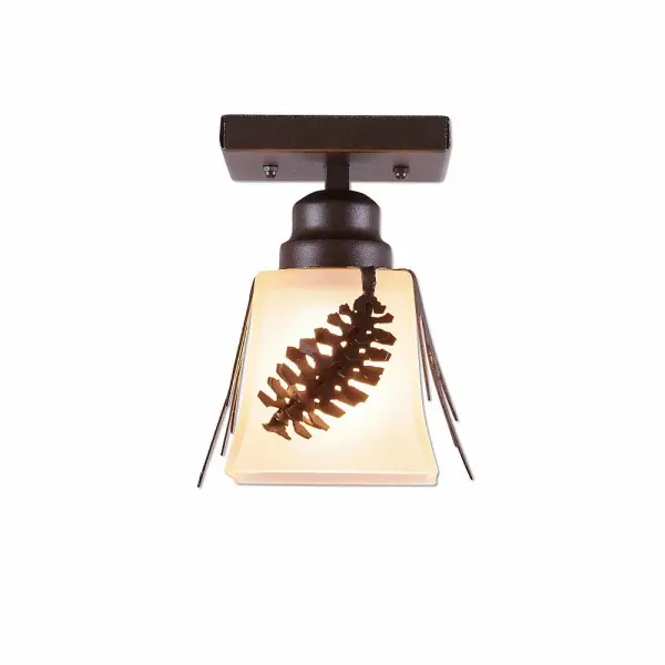 Woodland-Spruce Cone Semi Flush Mount in Dark Bronze Metallic