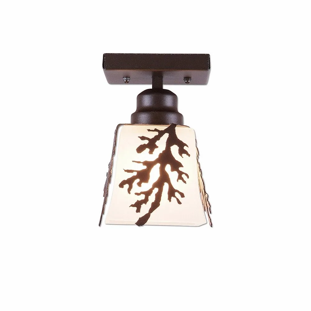 Woodland-Cedar Bough One Light Semi Flush Mount in Dark Bronze Metallic