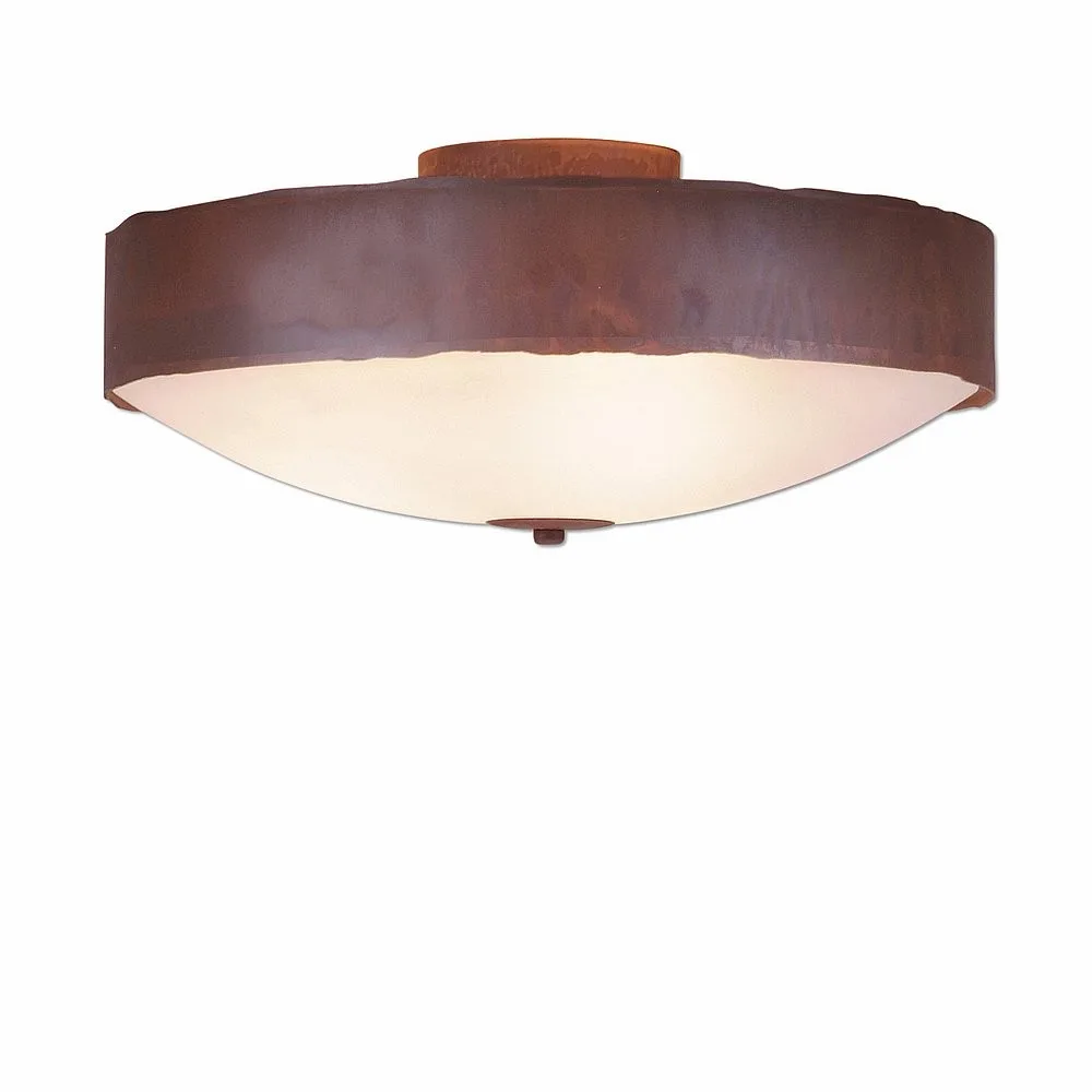 Ridgemont-Rustic Plain Rust Patina Three Light Close-to-Ceiling Light in Rust Patina