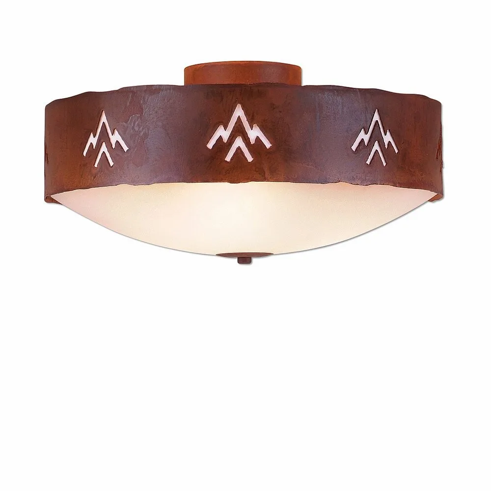 Ridgemont-Deception Pass Three Light Close-to-Ceiling Light in Rust Patina