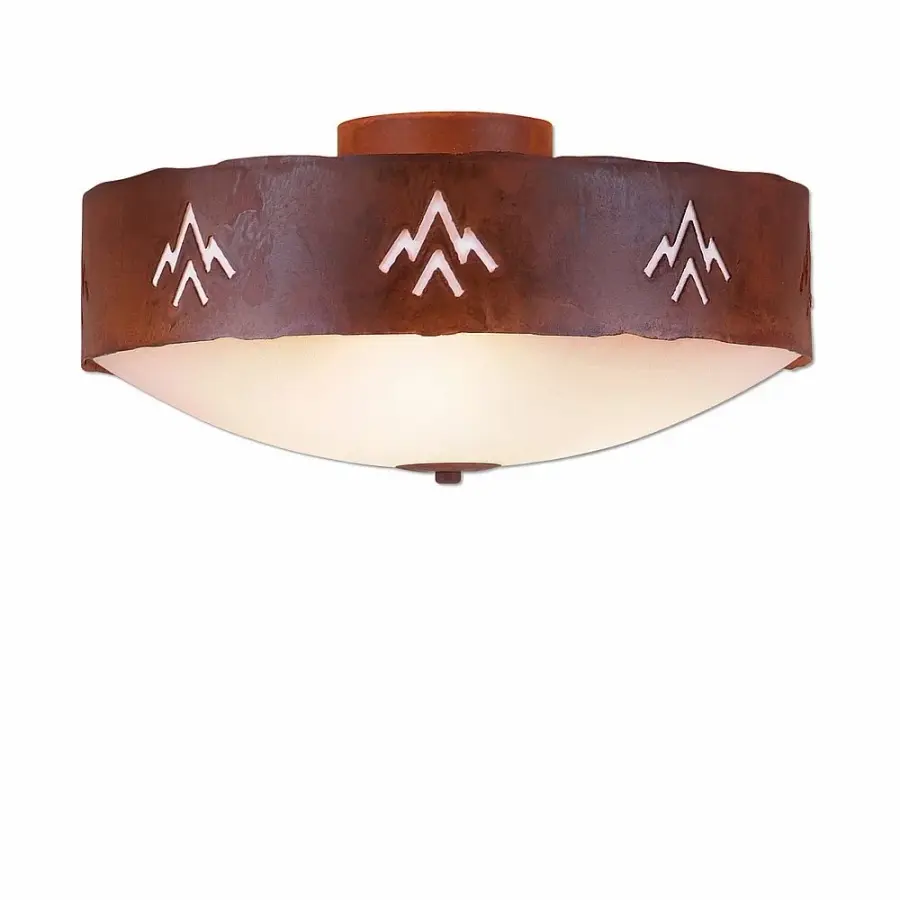 Ridgemont Deception Pass Three Light Semi-Flush Mount in Rust Patina