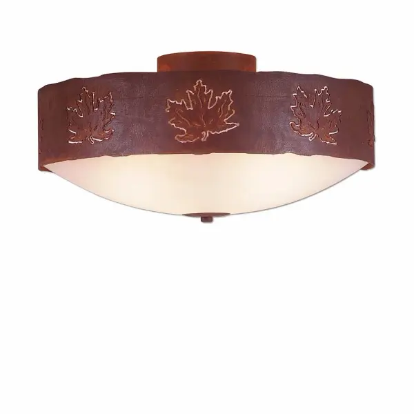 Ridgemont Maple Cutout Three Light Semi-Flush Mount in Rust Patina