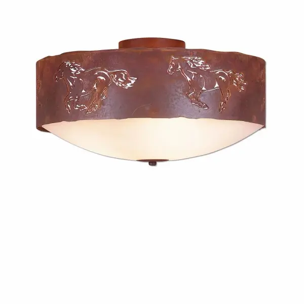 Ridgemont Horse Cutout Three Light Semi-Flush Ceiling Light