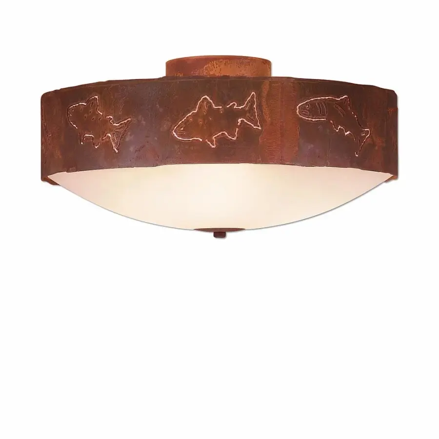 Ridgemont Fish Cutout Three Light Semi-Flush Ceiling Light