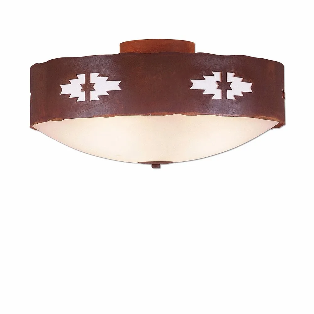 Ridgemont-Pueblo Three Light Close-to-Ceiling Light in Rust Patina