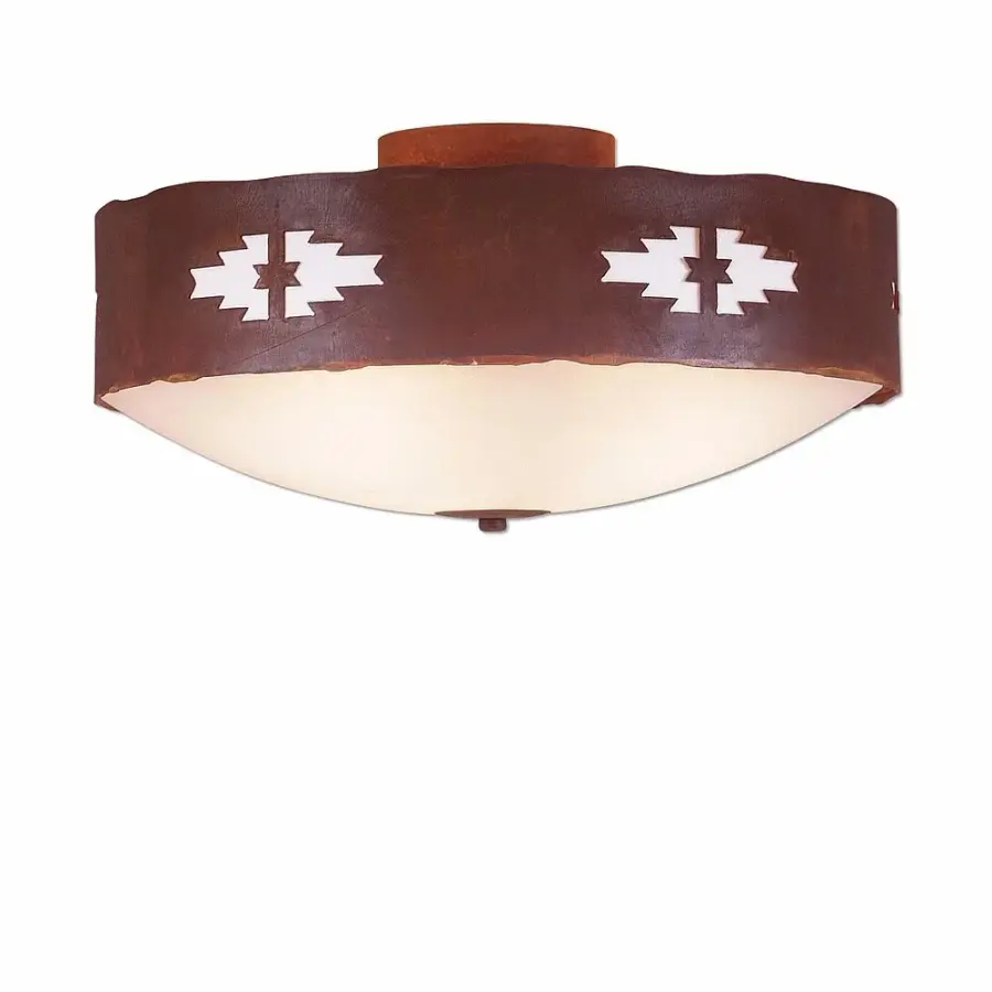 Ridgemont-Pueblo Three Light Semi-Flush Mount in Rust Patina