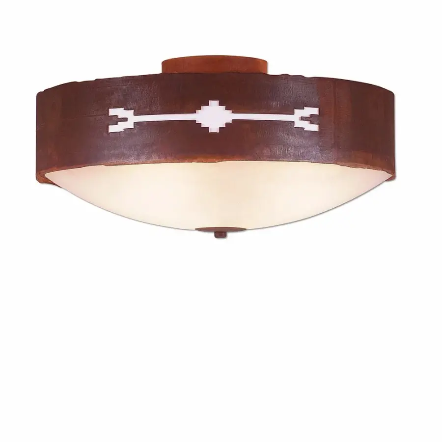 Ridgemont-Del Rio Three Light Semi-Flush Mount in Rust Patina