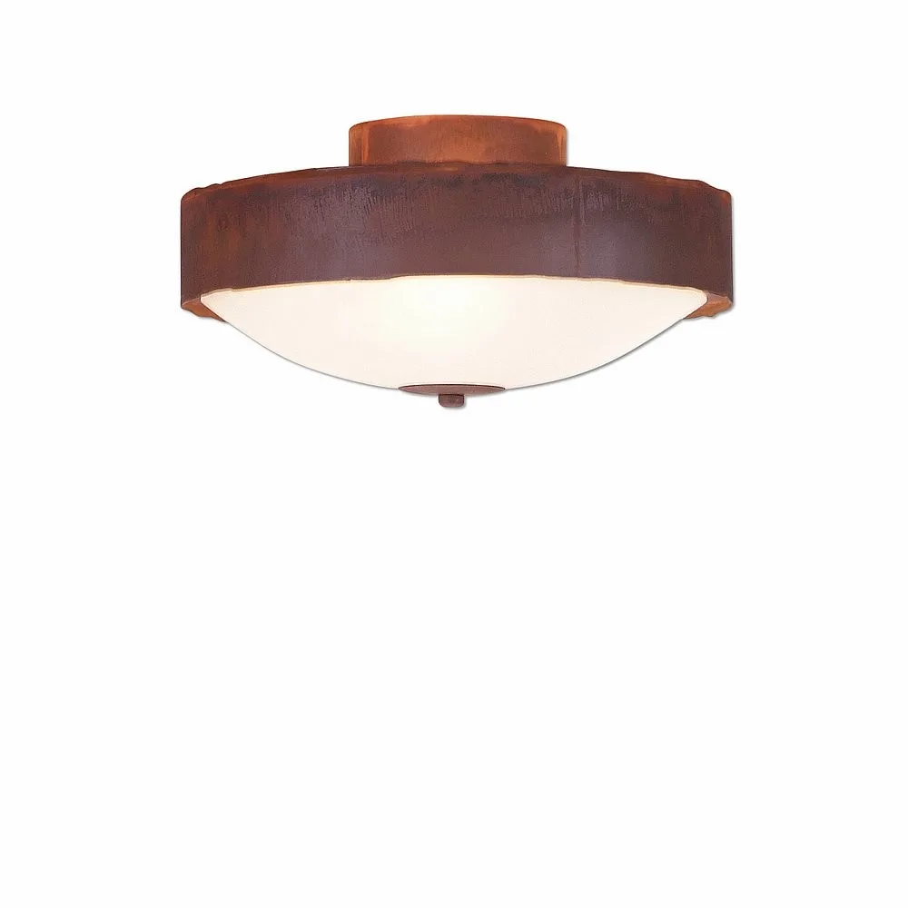 Ridgemont-Rustic Plain Rust Patina Three Light Close-to-Ceiling Light in Rust Patina