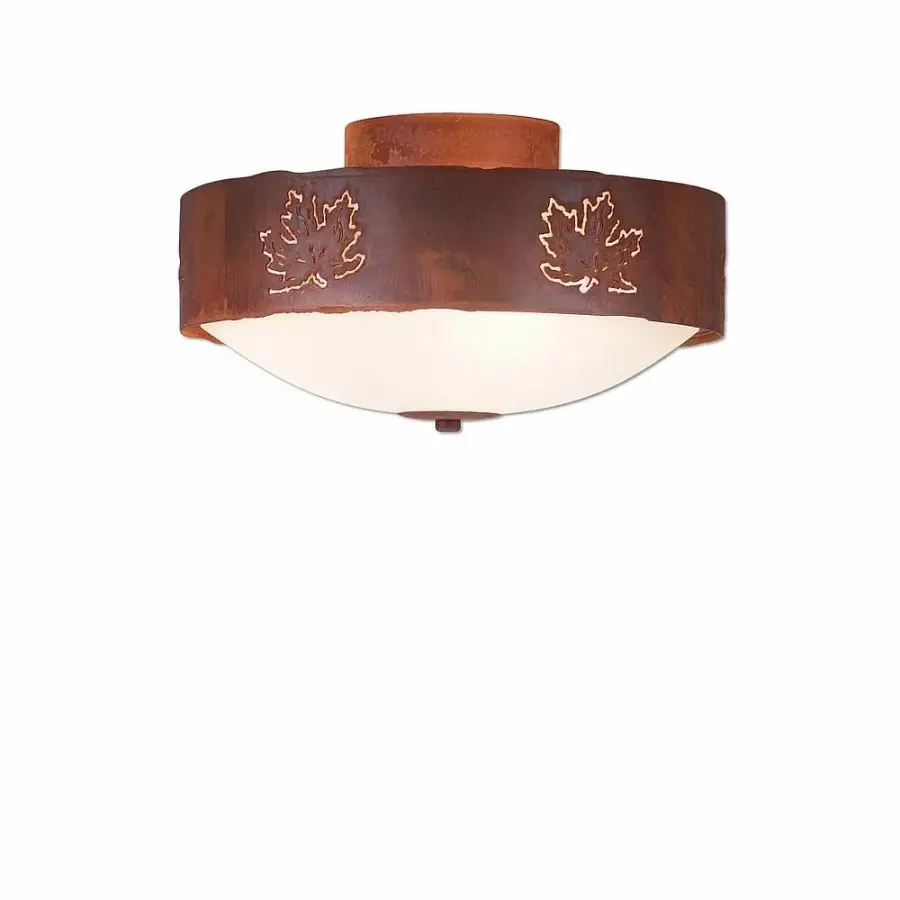Ridgemont Maple Cutout Three Light Semi-Flush Mount in Rust Patina