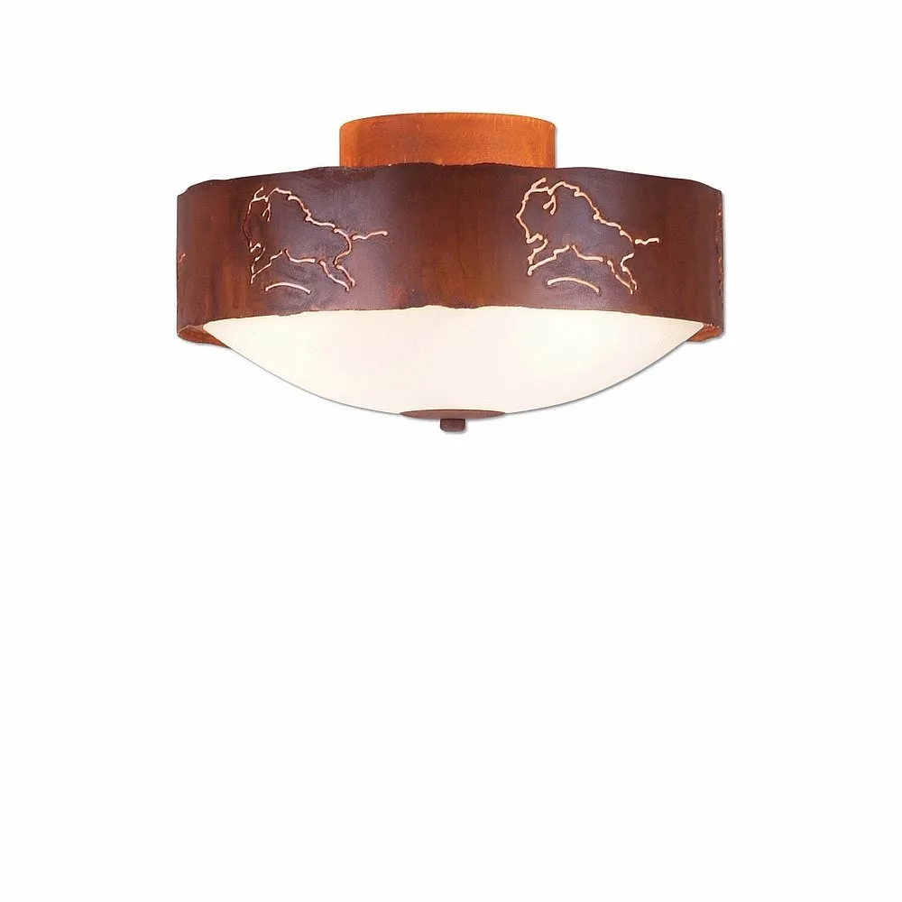 Ridgemont-Bison Three Light Close-to-Ceiling Light in Rust Patina