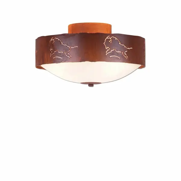 Ridgemont Bison Three Light Semi-Flush Mount in Rust Patina