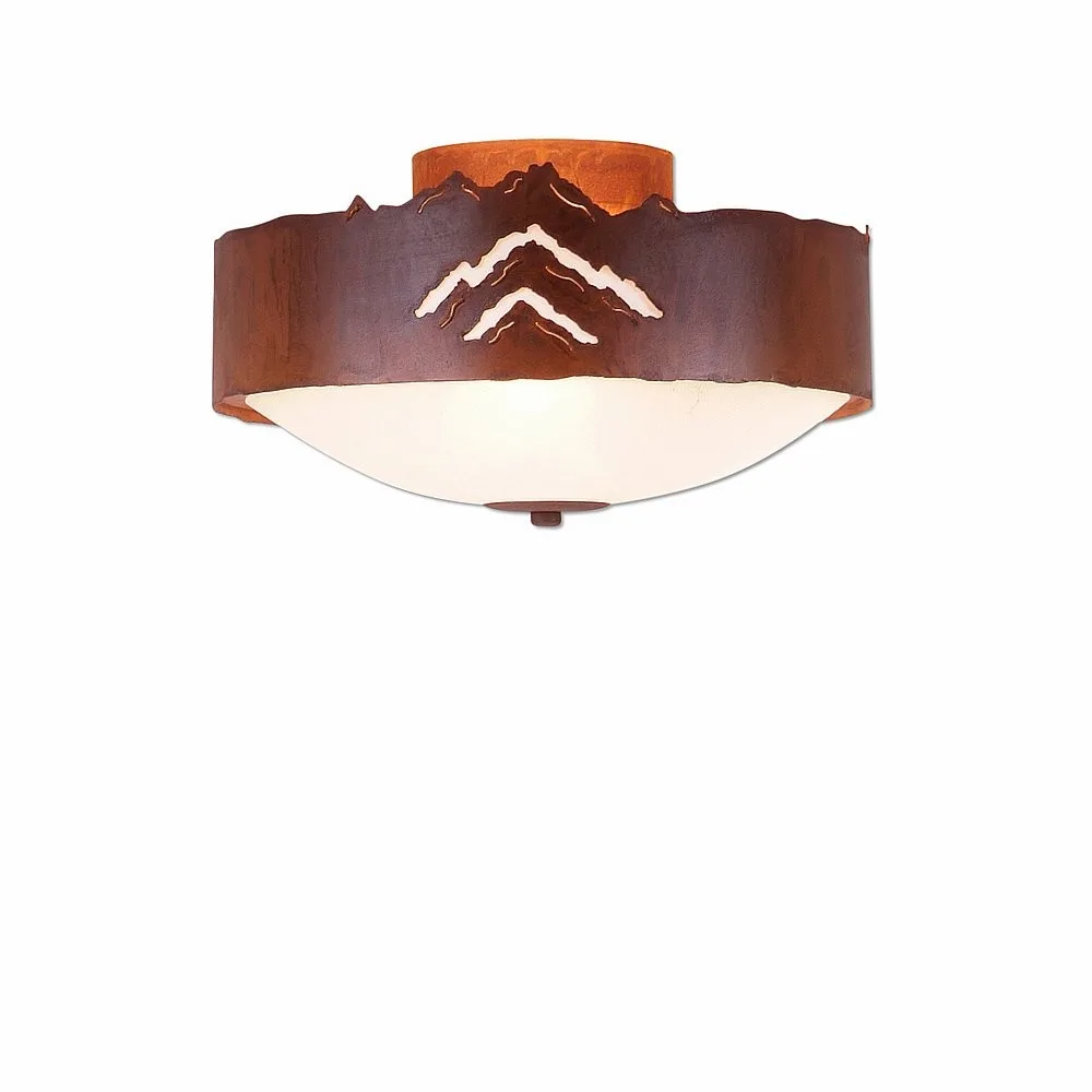 Ridgemont-Mountain Cutout Three Light Close-to-Ceiling Light in Rust Patina