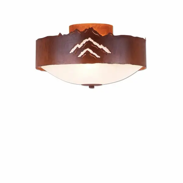 Ridgemont Mountain Cutout Three Light Semi-Flush Mount in Rust Patina