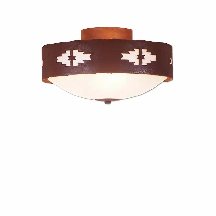 Ridgemont-Pueblo Three Light Semi-Flush Mount in Rust Patina