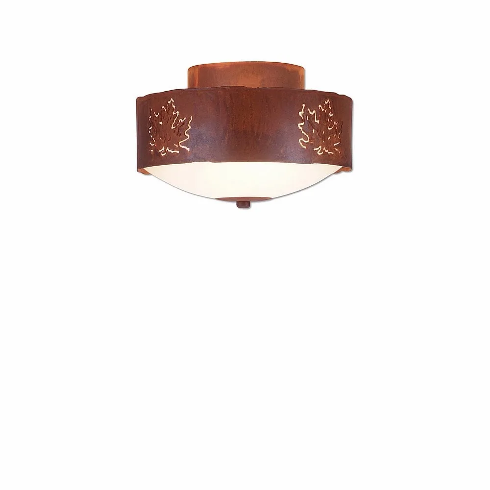 Ridgemont-Maple Cutout Two Light Close-to-Ceiling Light in Rust Patina