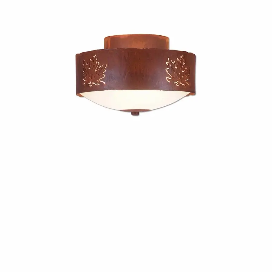 Ridgemont Maple Cutout Two Light Semi-Flush Mount in Rust Patina