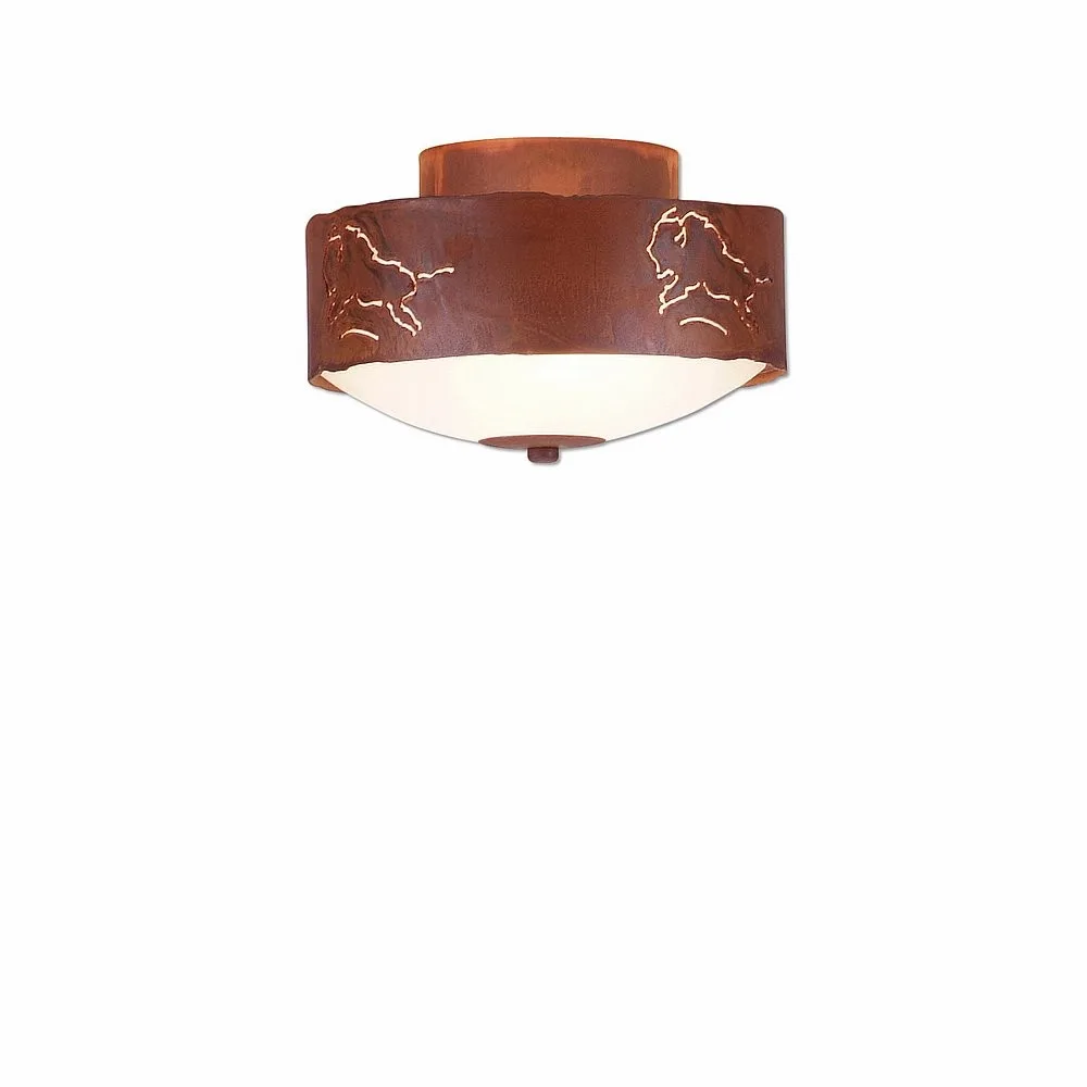 Ridgemont-Bison Two Light Close-to-Ceiling Light in Rust Patina
