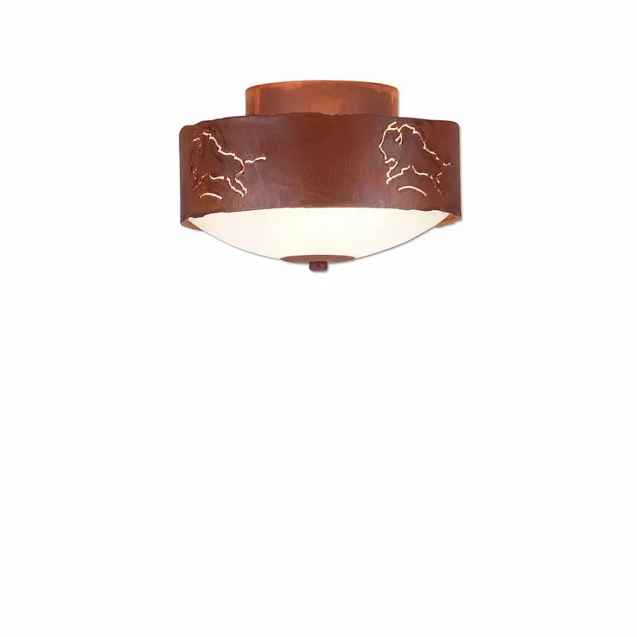 Ridgemont Bison Two Light Semi-Flush Mount in Rust Patina