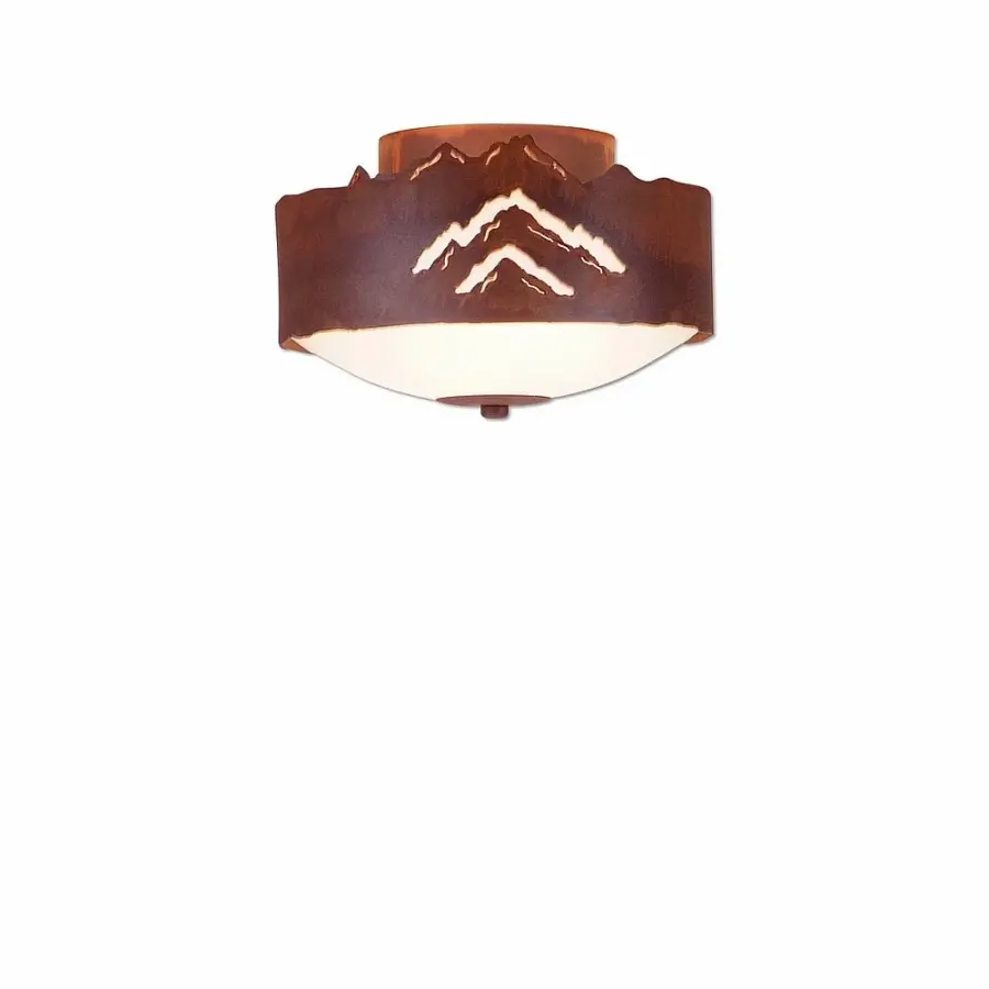 Ridgemont Mountain Cutout Two Light Semi-Flush Mount in Rust Patina