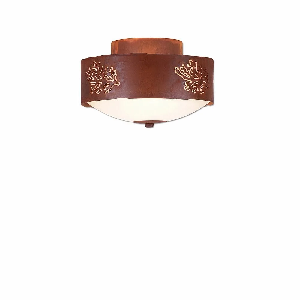 Ridgemont-Cedar Bough Cutout Two Light Close-to-Ceiling Light in Rust Patina