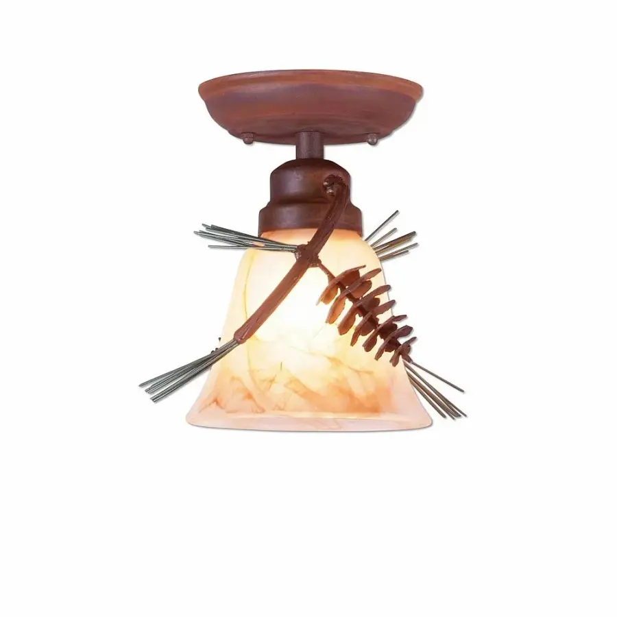Sienna Pine Cone Semi-Flush Mount in Pine Tree Green with Rust Patina