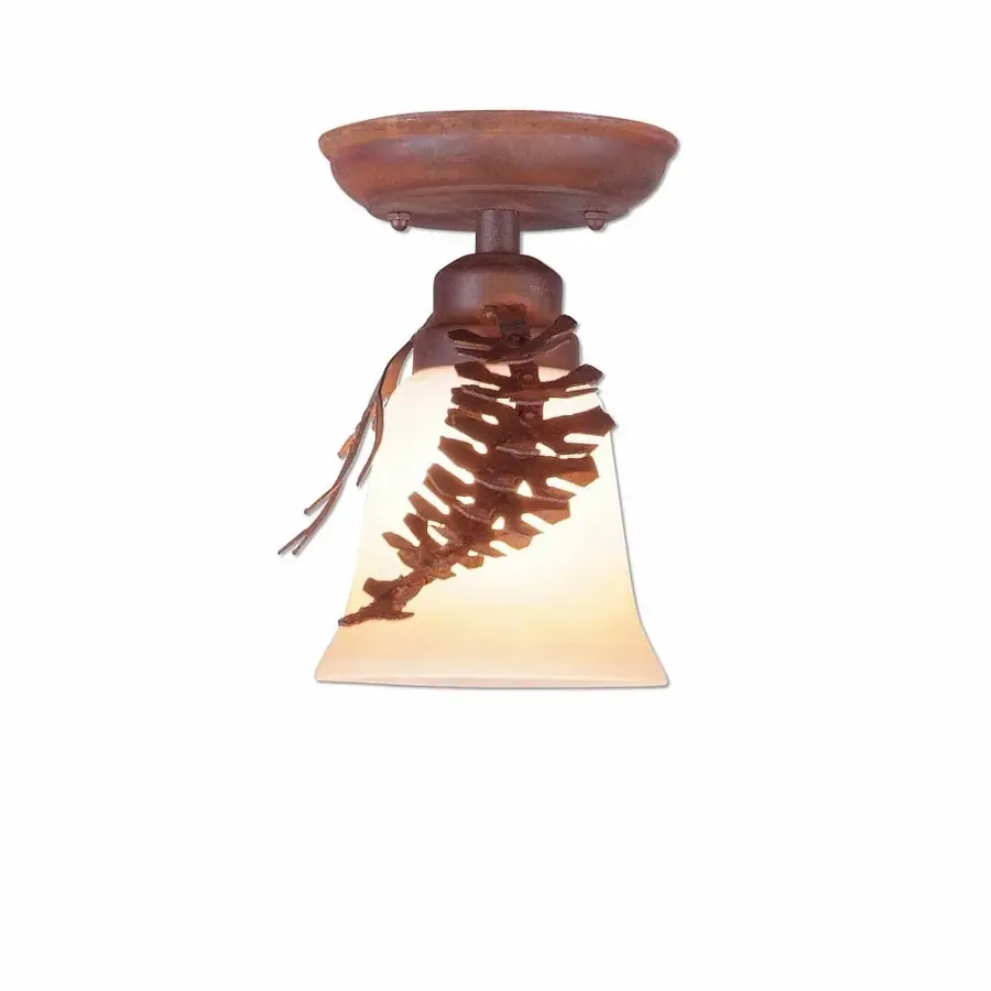 Sienna-Spruce Cone Semi Flush Mount in Rust Patina
