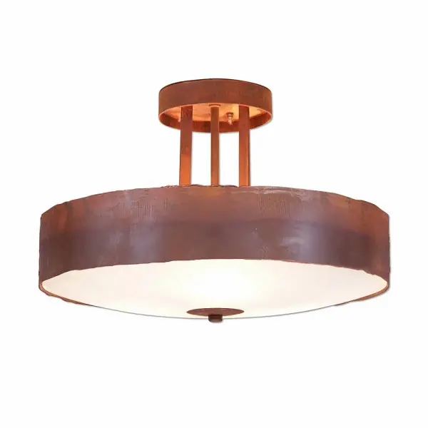 Crestline Rustic Plain Three Light Semi-Flush Mount