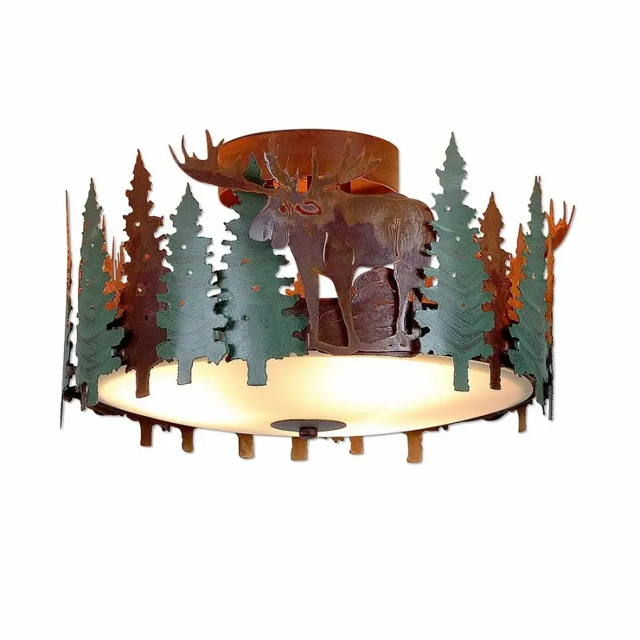 Crestline Moose Three Light Semi-Flush Mount