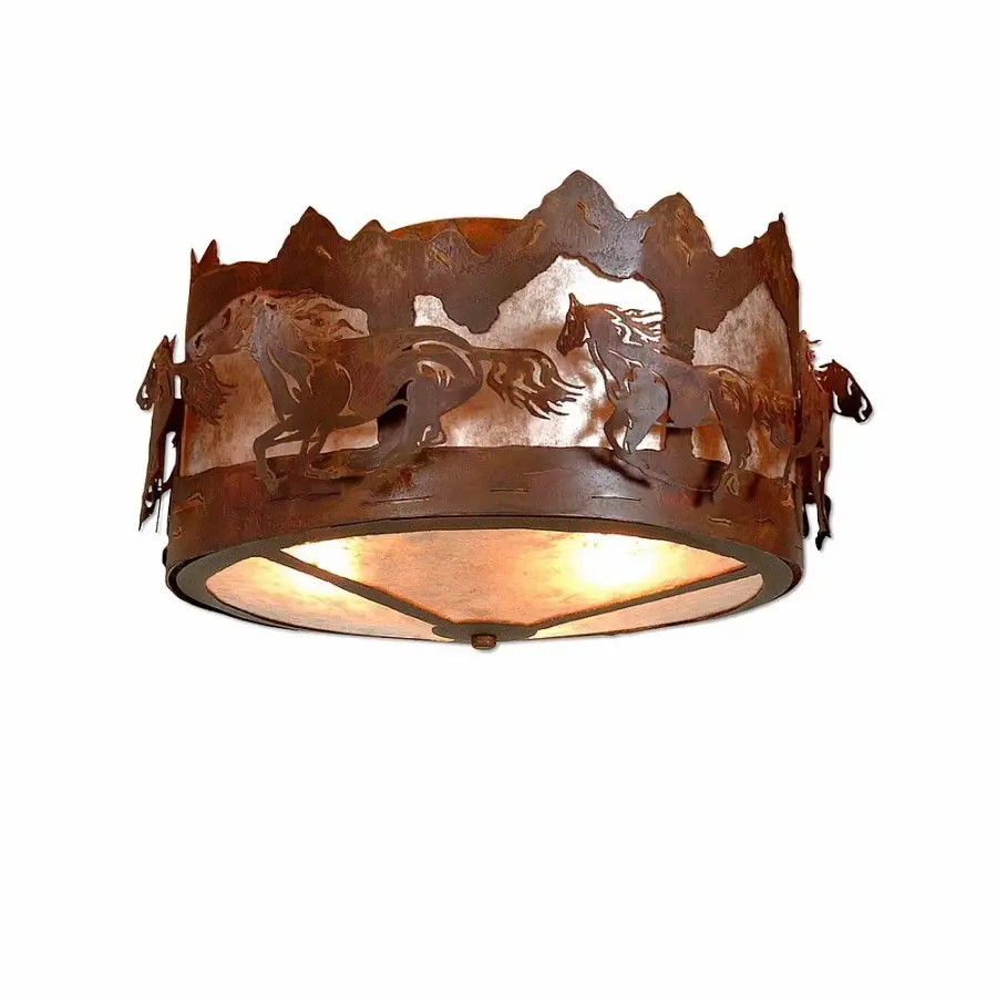 Crestline Horse Mountain Three Light Semi-Flush Mount