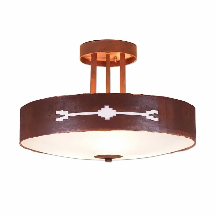 Crestline-Del Rio Three Light Semi-Flush Mount in Rust Patina