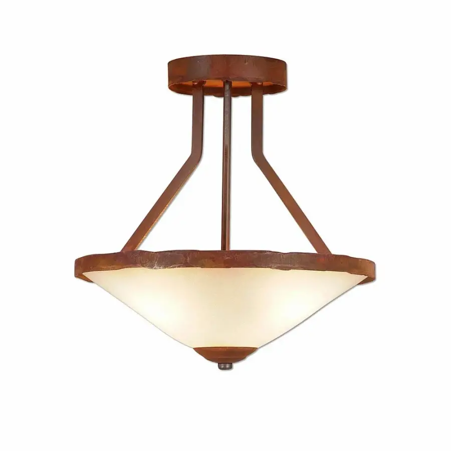 Wisley Rustic Plain Semi-Flush Mount in Rust Patina
