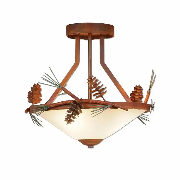 Wisley Pine Cone Semi-Flush Mount in Pine Green/Rust Patina