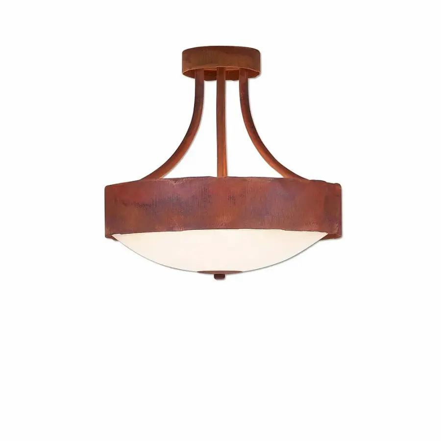 Ridgemont Rustic Plain Semi-Flush Mount in Rust Patina