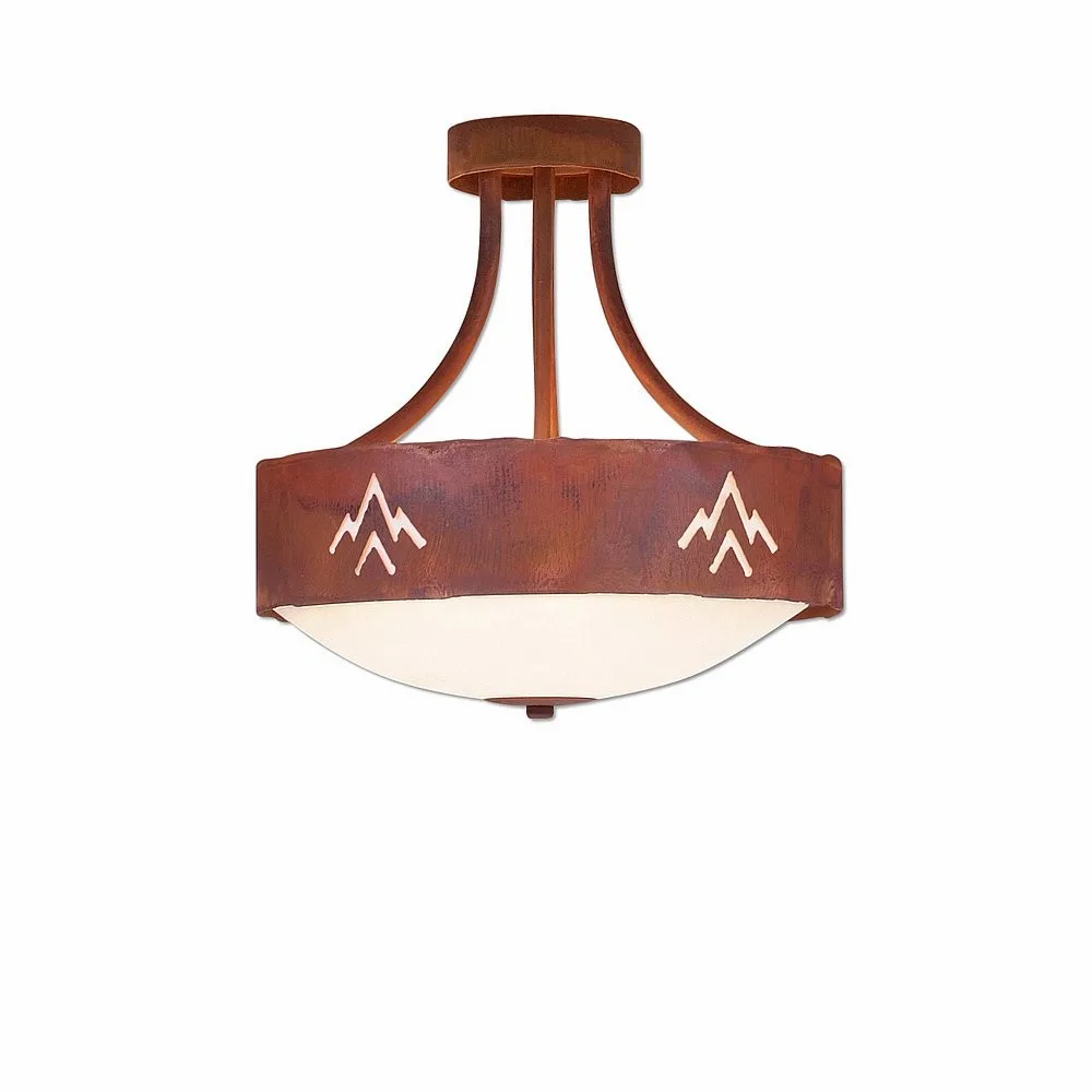 Ridgemont-Deception Pass Three Light Semi-Flush Mount in Rust Patina