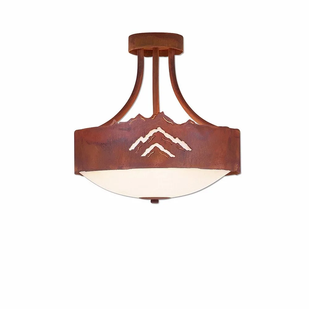 Ridgemont-Mountain Cutout Three Light Semi-Flush Mount in Rust Patina