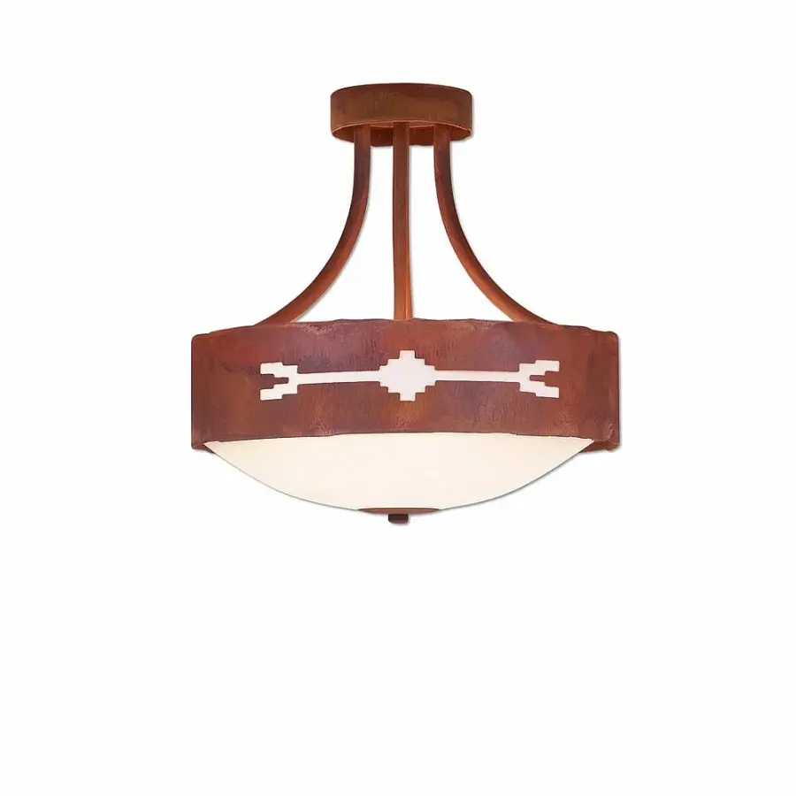 Ridgemont-Del Rio Three Light Semi-Flush Mount in Rust Patina