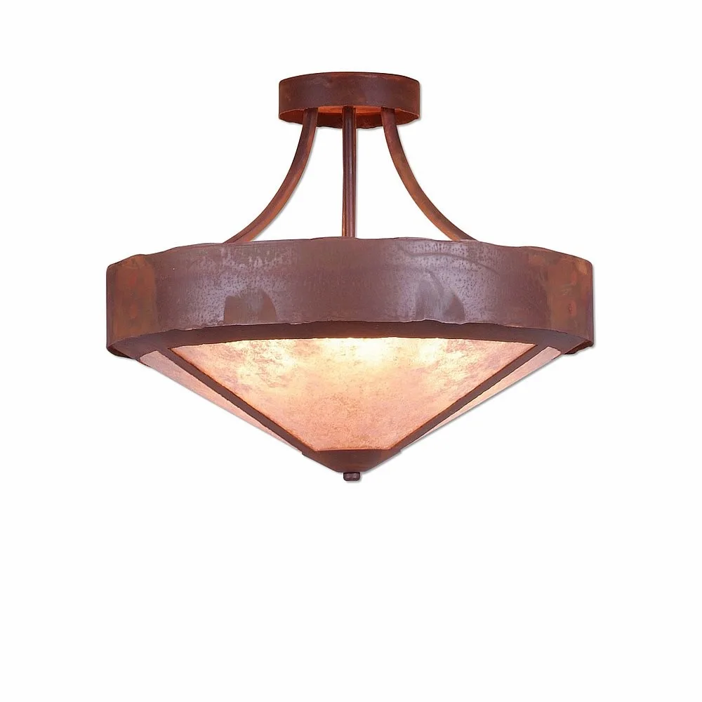 Ridgemont-Rustic Plain Rust Patina Three Light Semi-Flush Mount in Rust Patina