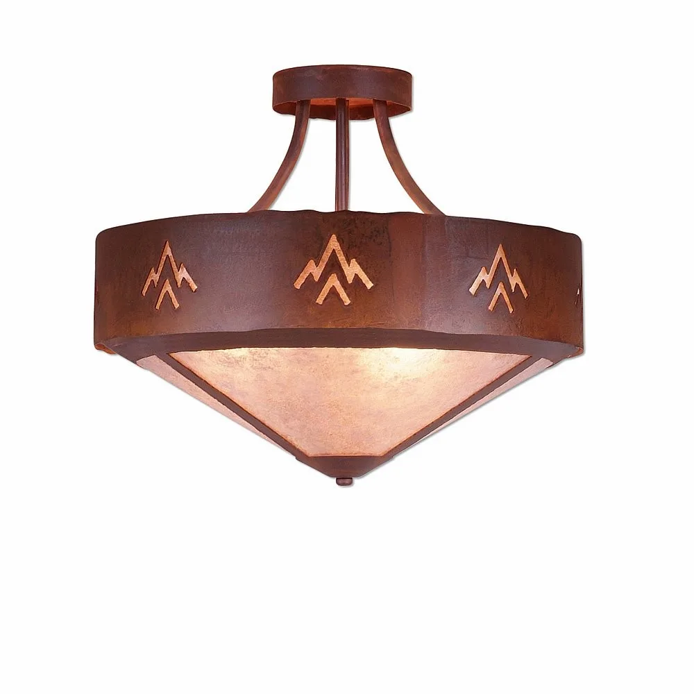 Ridgemont-Deception Pass Three Light Semi-Flush Mount in Rust Patina