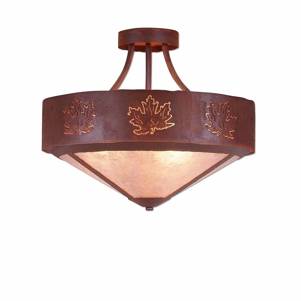 Ridgemont-Maple Cutout Three Light Semi-Flush Mount in Rust Patina