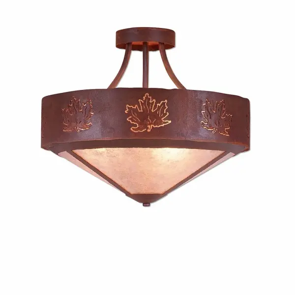 Ridgemont Maple Cutout Three Light Semi-Flush Mount in Rust Patina