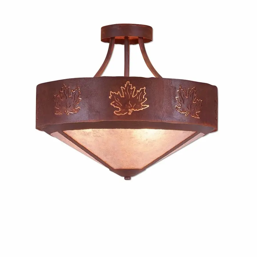 Ridgemont Maple Cutout Three Light Semi-Flush Mount in Rust Patina
