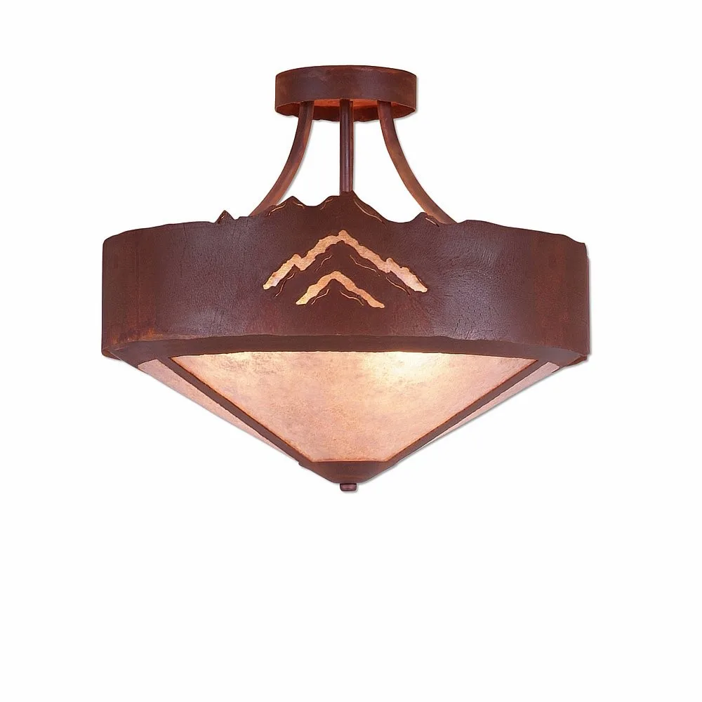 Ridgemont-Mountain Cutout Three Light Semi-Flush Mount in Rust Patina