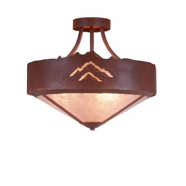 Ridgemont Mountain Cutout Three Light Semi-Flush Mount in Rust Patina
