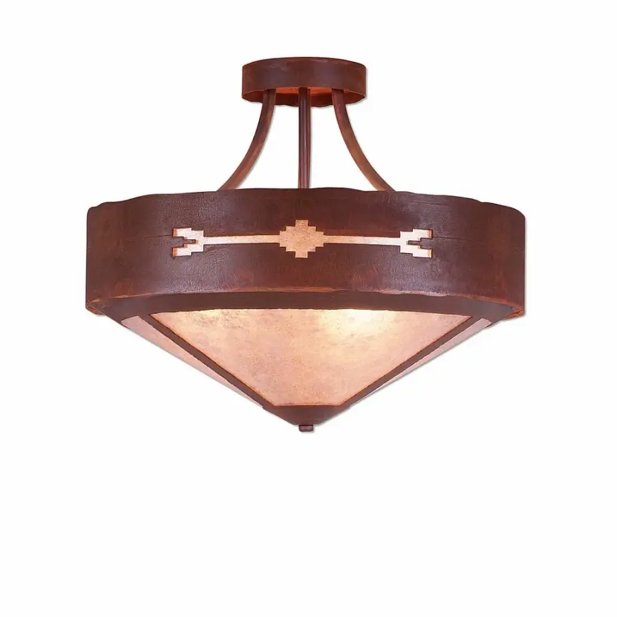 Ridgemont-Del Rio Three Light Semi-Flush Mount in Rust Patina