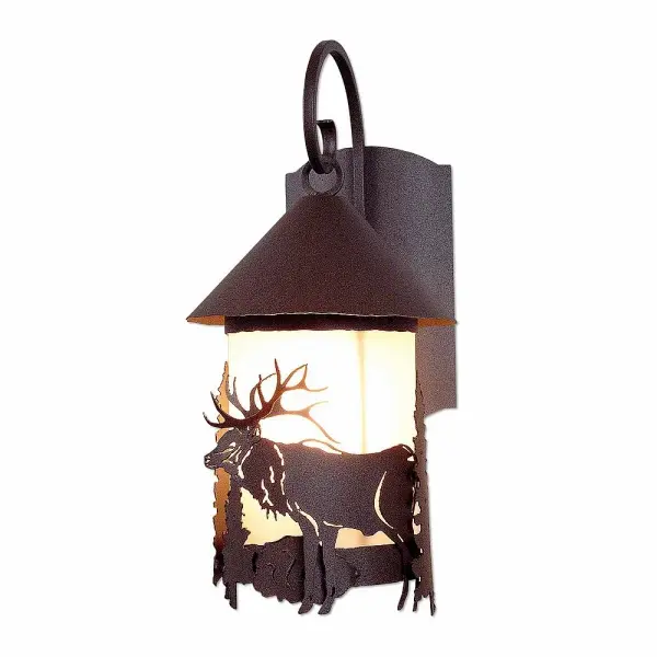 Vista-Elk Rustic Brown Wall Sconce with Elk Design