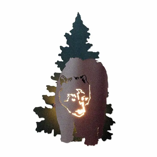 Crestline Bear One Light Wall Sconce in Forest Green/Rustic Brown