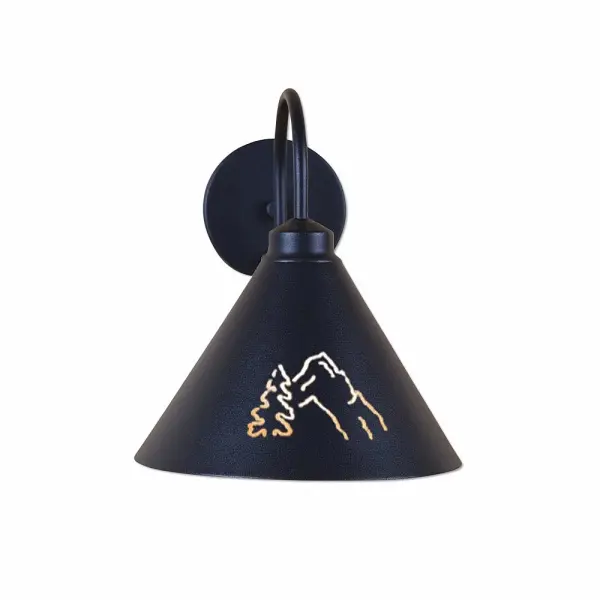 Canyon-Mountain-Pine Cutout Wall Sconce in Black Iron