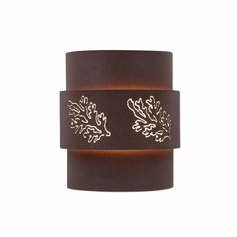 Northridge Cedar Bough Cutout Outdoor Wall Sconce in Rustic Brown