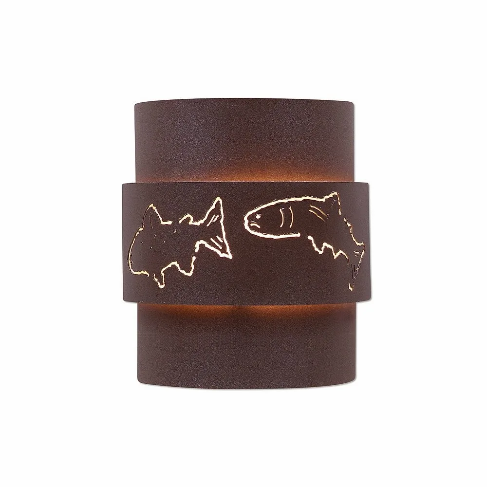 Northridge-Fish Cutout One Light Wall Sconce in Rustic Brown